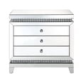 thumbnail image 2 of 3 Drawer Mirrored Chest with Faux Crystal Inlays, Silver- Saltoro Sherpi, 2 of 6