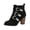 Black, variant on EKVAHL Women's Buckle Strap Ankle Booties, Faux Suede Round Toe Chunky High Heel Booties, Retro Style Fall Winter Daily Outdoor Booties Brown