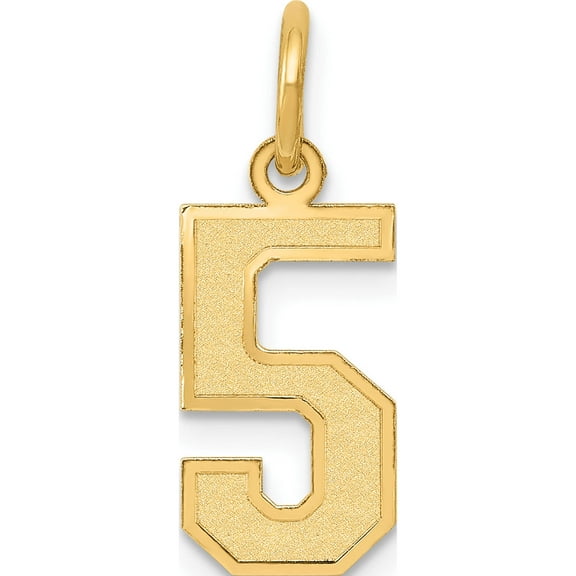 14K Yellow Gold Small Satin Number 5 Charm (14.5 X 7.09) Made In United States lss05