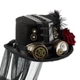 thumbnail image 5 of Yvsxxv 1Pc Black Steampunk Rose Feather Mesh Top Hat for Adults Party Events, 5 of 7