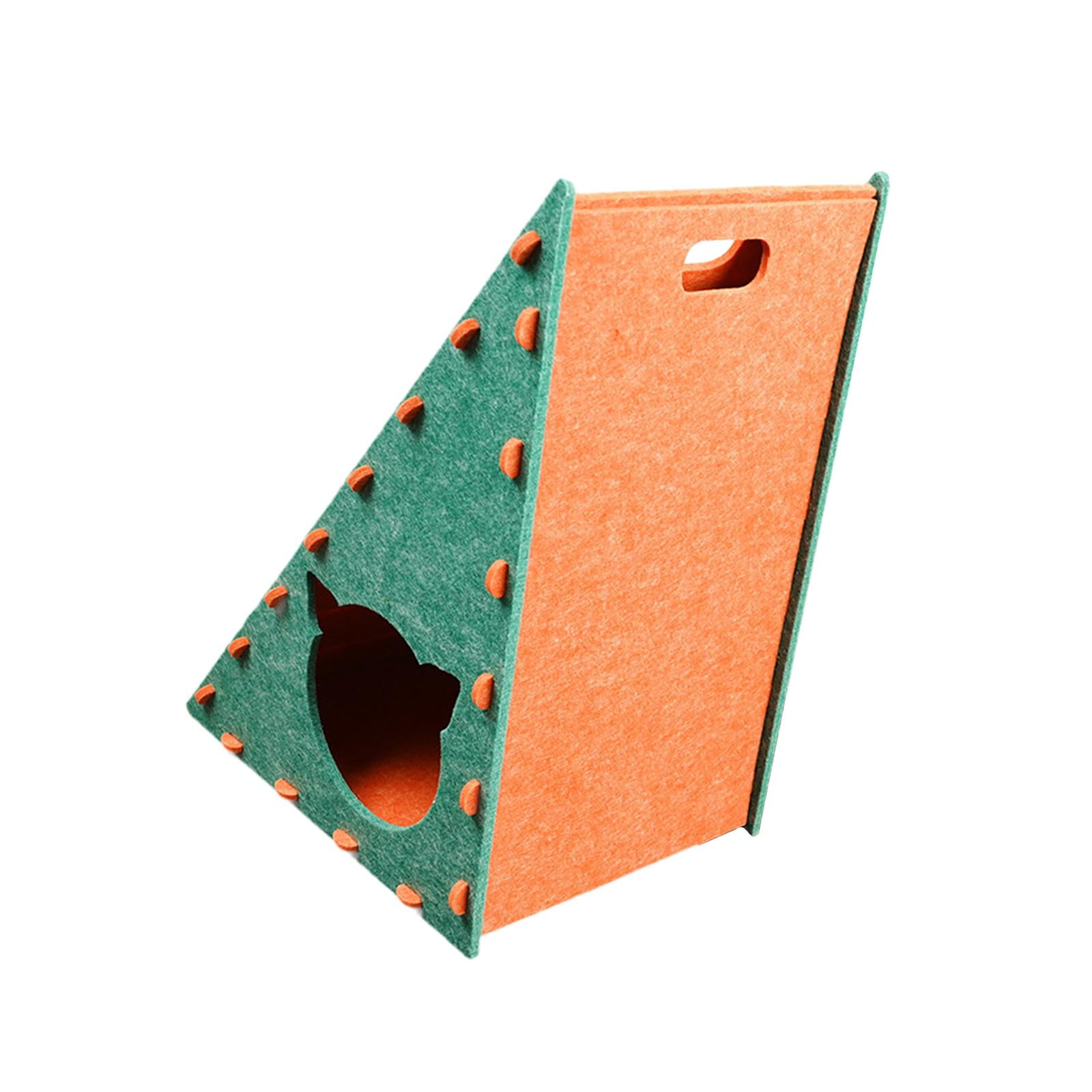 TOOYFUL Cat Scratching Post, Triangular Protection, Cat Scratching Board, Nest, Kitten Toy, for Small, Medium And Large Cats, Playing And Sleeping Green and Ornage