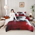 thumbnail image 4 of Manfei Watercolor Artwork Full Size Comforter Sets 3-Piece, Red Gray Aesthetic Bedding Comforter Set, Ombre Oil Painting Bedding Sets, Breathable Home Decor, 4 of 8