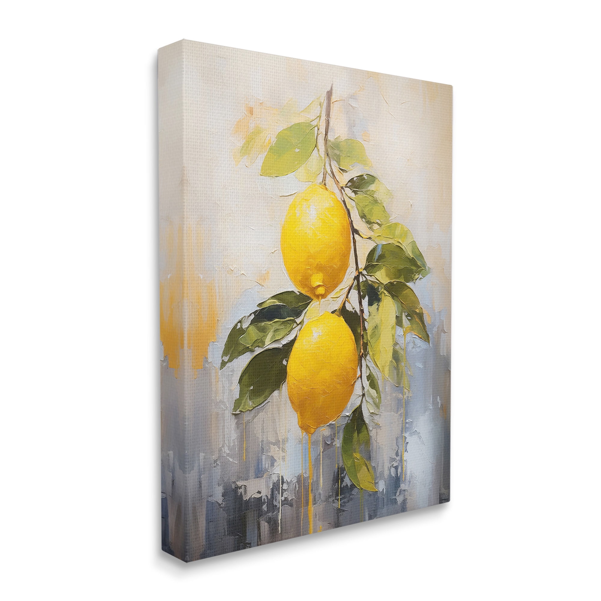 Stupell Industries Abstract Lemon Branch Food & Beverage Painting Gallery Wrapped Canvas Art Print Wall Art, 24 x 30