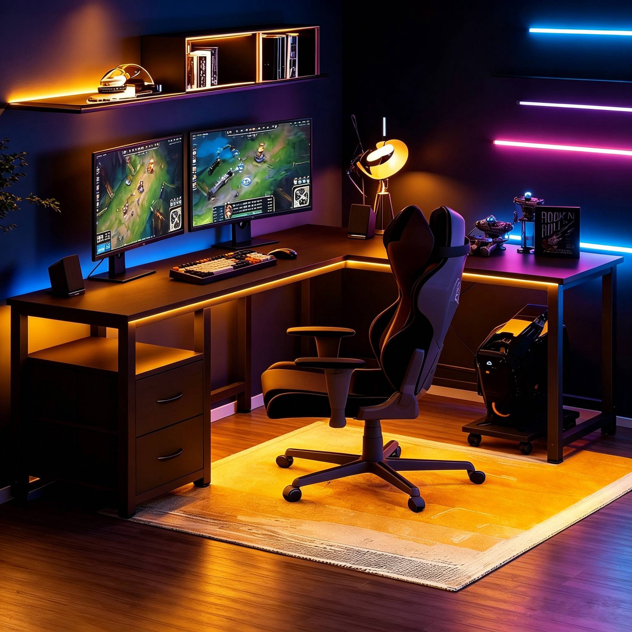 Computer Desk,Lofka 66" L Shaped Office Desk with Power Outlets  for Home and Office,Black