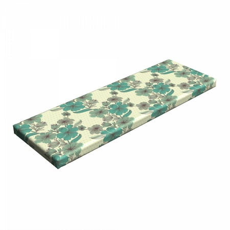 

Vintage Bench Pad Hatched Style Pastel Flowers on Polka Dots HR Foam Cushion with Decorative Fabric Cover 45 x 15 x 2 Cream Multicolor by Ambesonne