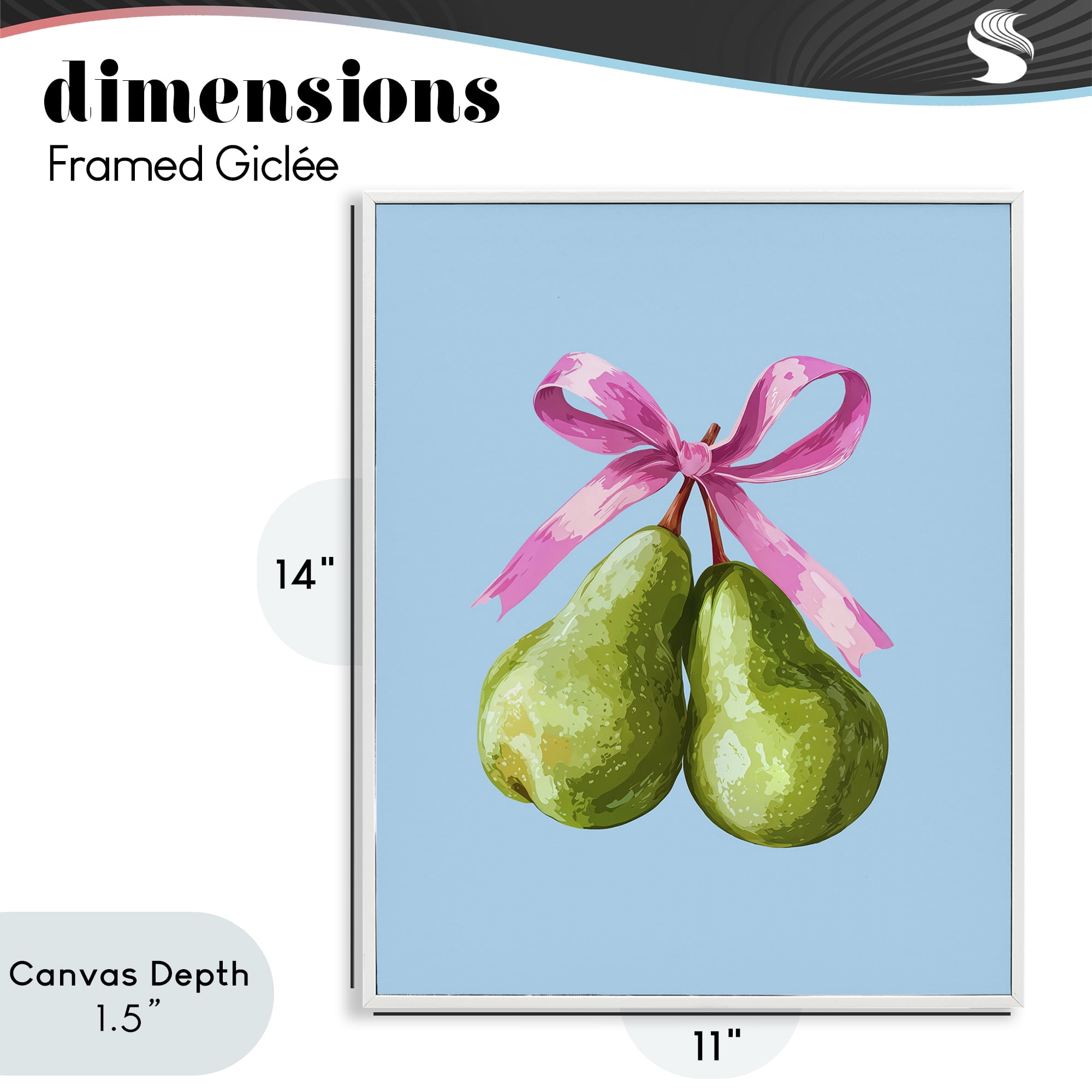 Stupell Industries Twin Pears with Ribbon White Framed Giclee Art, design by Imagine It Images