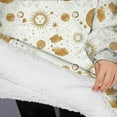 thumbnail image 3 of Oversized Wearable Blanket Hoodie,White Gold Sun Moon Cloud Pattern Sherpa Blanket Hoodie with Super Pockets,Super Warm Fuzzy Pullover for Women & Men, 3 of 6