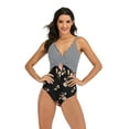 thumbnail image 4 of Lu's Chic Women's High Waisted Bathing Suit One Piece Swimsuit Hawaiian Sexy Backless Beach Spaghetti Strap Swimwear Striped Large, 4 of 4