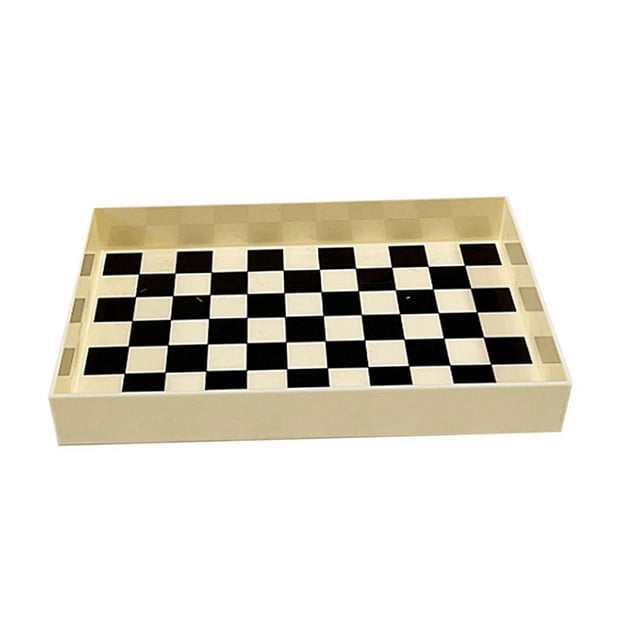Bandeja para servir,Bandeja de almacenamiento con diseño de tablero de ajedrez,Bandeja de tocador acrílica de escritorio, organizador de bandeja para 20cmx30cmx4cm