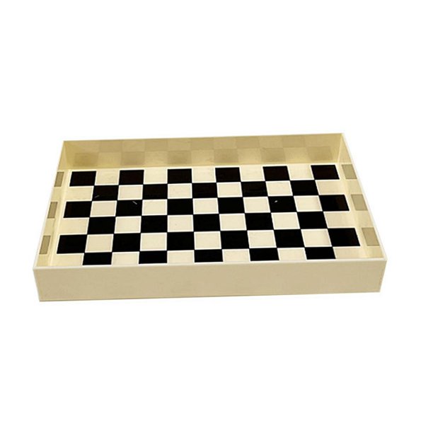 Bandeja para servir,Bandeja de almacenamiento,Estilo de tablero de ajedrez,Bandeja decorativa acrílica de escritorio organizador bandeja de tocador pa 20cmx30cmx4cm