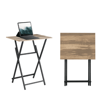 2 Pcs Folding TV Tray Table Set Slate color