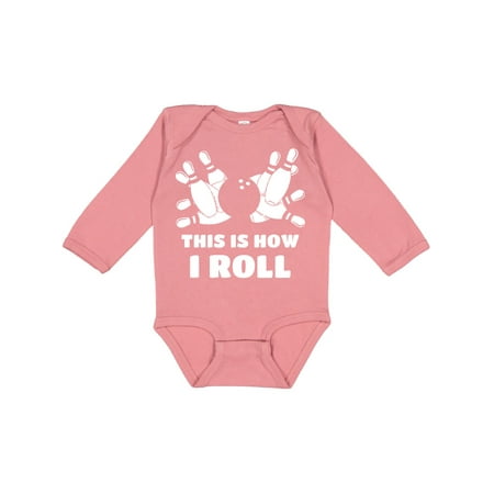 

Inktastic How I Roll Bowling Gift Baby Boy or Baby Girl Long Sleeve Bodysuit