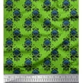 thumbnail image 1 of Soimoi Green Heavy Satin Fabric Leaves & Floral Ethnic Printed Craft Fabric by the Yard 54 Inch Wide, 1 of 3