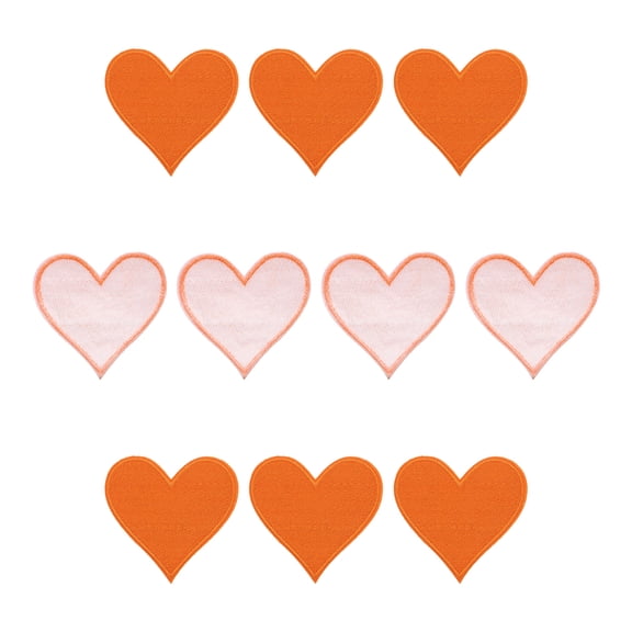 Uxcell Hearts Patches Orange Iron-On Patch Sew Embroidered Applique 2.8x2.68 Inch Clothing Repair Backpack 10Pcs