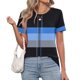 thumbnail image 2 of Ploknplq Elbow Length Tee Shirts for Women,Stripe Shirt,Workout T Shirts for Women,Spring Round Neck Splicing Striped Loose Short Sleeve T Shirt,Oversized Shirts for Women,Graphic Tee Blue L, 2 of 4