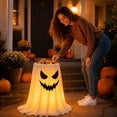thumbnail image 7 of AZXY Halloween Ghost Candy Bowl, Jack O Lantern Sharp Eye Face Lighted Candy Bowl Holder, Dimmable LED Ghost Display Stand for Front Door, Porch Steps & Interior Tabletop Decor, 7 of 7