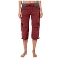 thumbnail image 3 of Huowey Women's Pants Summer Pocket Trousers Outdoor Casual Sports Cropped Pants Overalls Thin Loose Cargo Shorts, 3 of 7