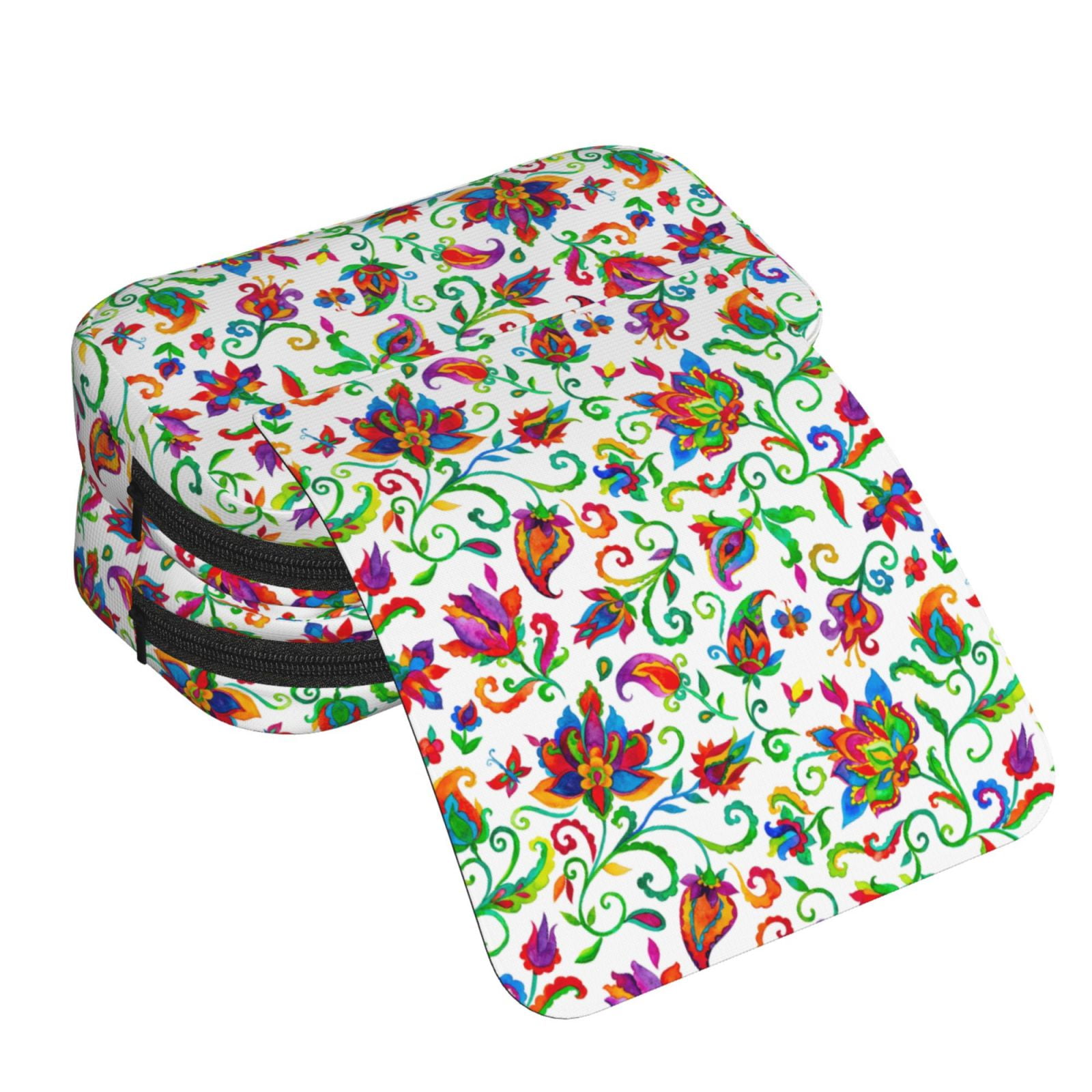 Rateoe Paisley Pattern Double Clamshell Pen Case, Storage Organizer with Two Zipper Compartments– Holds Up to 50 Pencils & Pens
