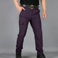 thumbnail image 2 of BXINGOHAI Mens Cargo Pants Casual Nylon Jogger Multi Pockets Outdoor Hiking Work Sweatpants Purple 2XL, 2 of 5