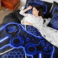 thumbnail image 4 of Castle Fairy Hexagon Gamepads Bedding Comforter Set,Black Blue Gamepads Queen Bedding Sets, 4 of 8