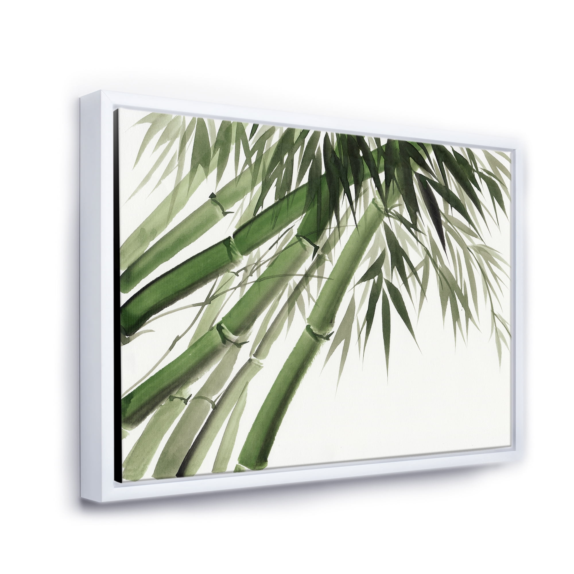 Designart 'Ancient Dark Green Bamboo' Traditional Framed Canvas Wall Art Print