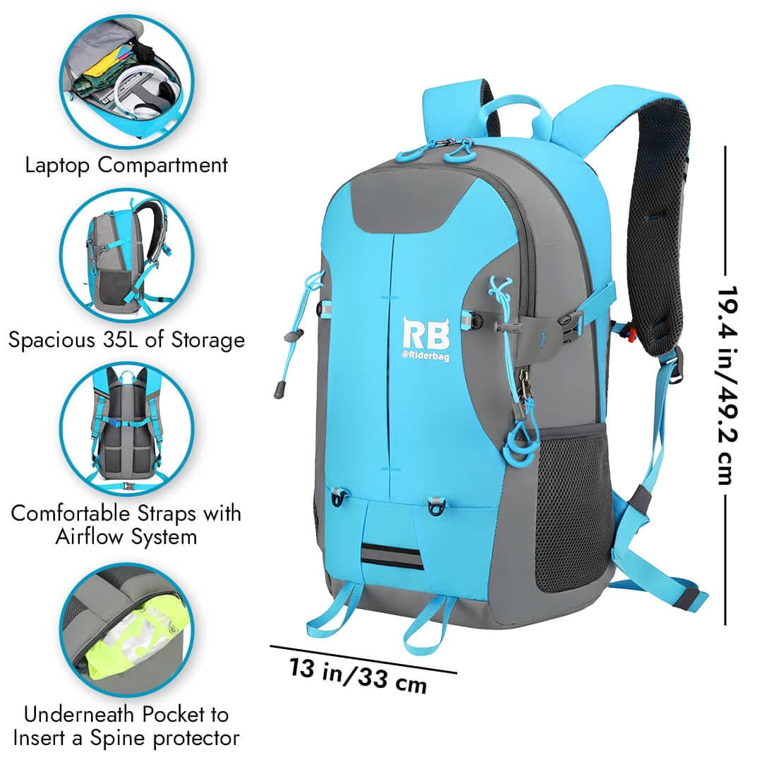 Riderbag Hi Vis Reflective Bike Motorcycle Backpack Blue