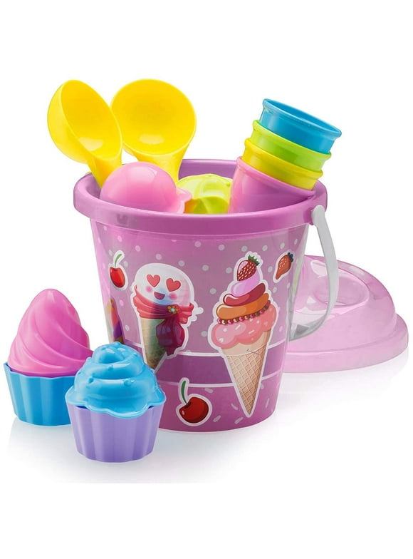 Beach Toys, Sand Toys, 16 Piece Ice Cream Mold Set For Kids 1.5-10 With Large 9" Beach