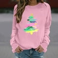 thumbnail image 5 of Xdegoge Christmas Sweatshirts for Women Crewneck Long Sleeve Tops Xmas Tree Graphic Shirts Loose Fit Holiday Blouses for Women Dressy Christmas Snowman Shirt Women Christmas, Pink S, 5 of 6