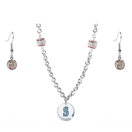Seattle Mariners Crystals from Swarovski Baseball Necklace & Earrings
