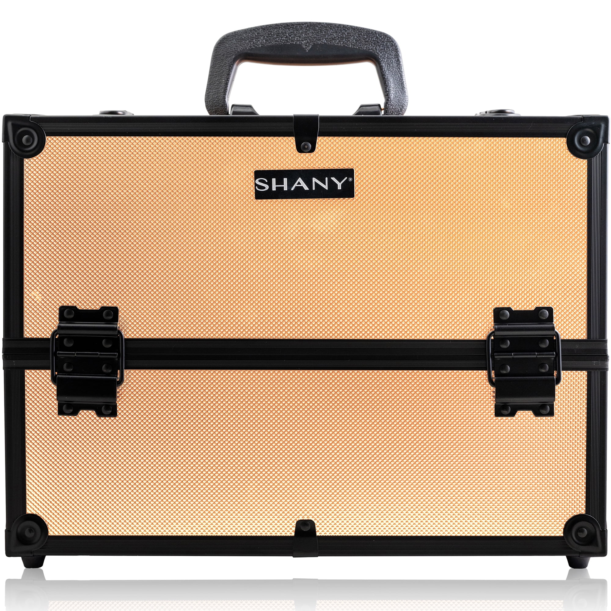 SHANY Essential Pro Makeup Train Case Cosmetic Box Portable Makeup Case Cosmetics Beauty Organizer Jewelry storage with Locks , Multi Compartments Makeup Box and Shoulder Strap - Black Rose