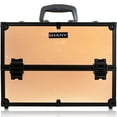 thumbnail image 2 of SHANY Essential Pro Makeup Train Case Cosmetic Box Portable Makeup Case Cosmetics Beauty Organizer Jewelry storage with Locks , Multi Compartments Makeup Box and Shoulder Strap - Black Rose, 2 of 5