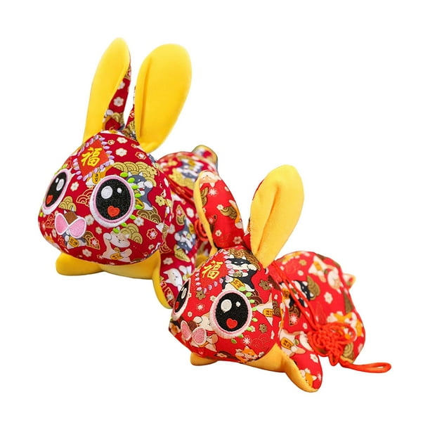 2 Pcs Lapin Du Nouvel An Chinois Jouet Animal En Peluche 2023 Cadeau de Poupée  Lapin Pour Nouvel An Chinois Décorat