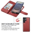 thumbnail image 3 of Tekcoo For Samsung Galaxy S26 Ultra Wallet Case with Credit Card Holder for Women Men, Flip PU Leather Wallet Phone Case, Detachable Magnetic Kickstand Cover with Wrist Strap, Red, 3 of 7