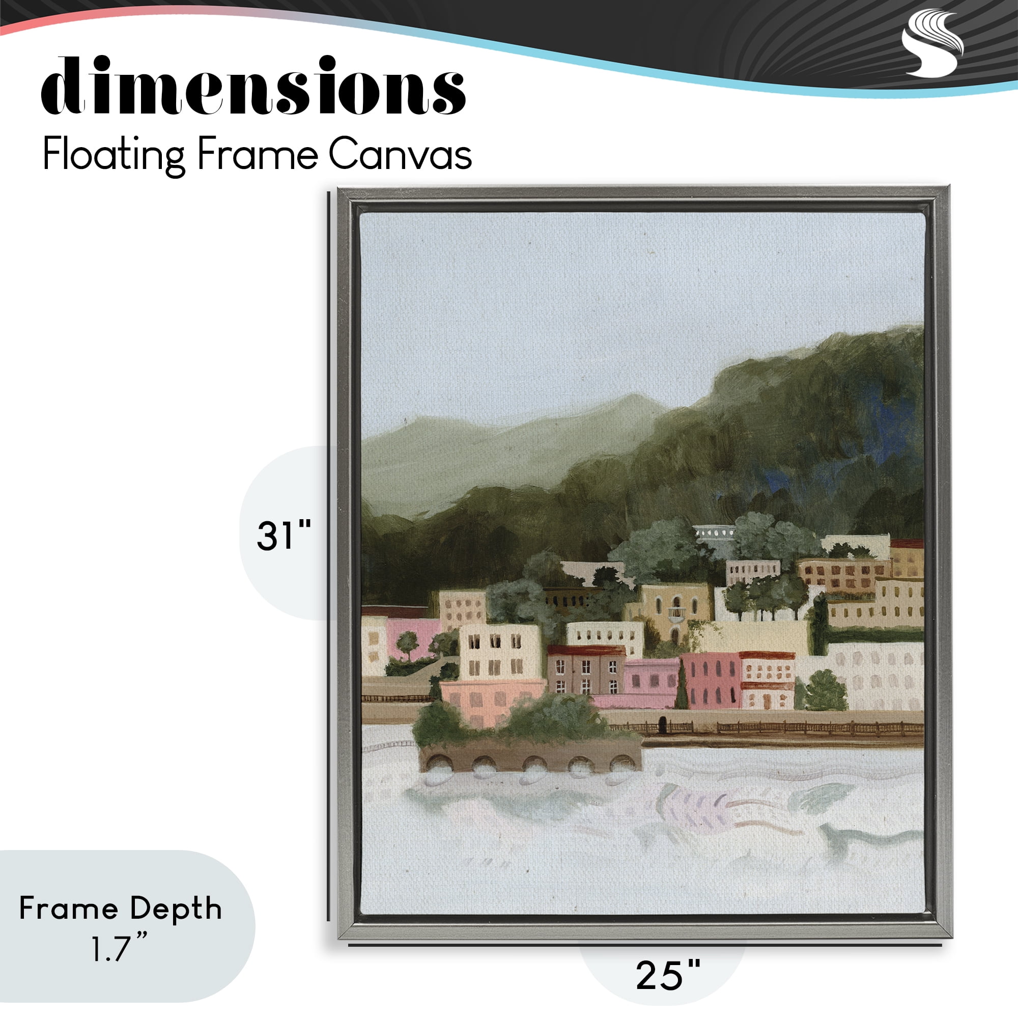 Stupell Industries Mountains By The Sea Gray Framed Floater Canvas Wall Art, design by Grace Popp