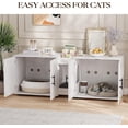 thumbnail image 5 of Homhougo Litter Box Enclosure for 2 Cats, 55" Hidden Litter Box Furniture with Double Chamber, Wooden Cat Washroom Furniture with Scratching Pad, 3 in 1 Cat House, Antique White, 5 of 8