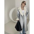 thumbnail image 1 of Abrigo informal de lana de cordero brillante con solapa para mujer, abrigo corto con bolsillos y cinturón, ropa de calle para otoño, 2024, 1 of 5
