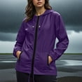thumbnail image 6 of Fesfesfes Women's Rainproof Jacket Mid-Length Loose Lightweight Batwing Flared Sleeves Coat Fall Ideal for Casual Outings Travle (Purple#1,2XL), 6 of 6