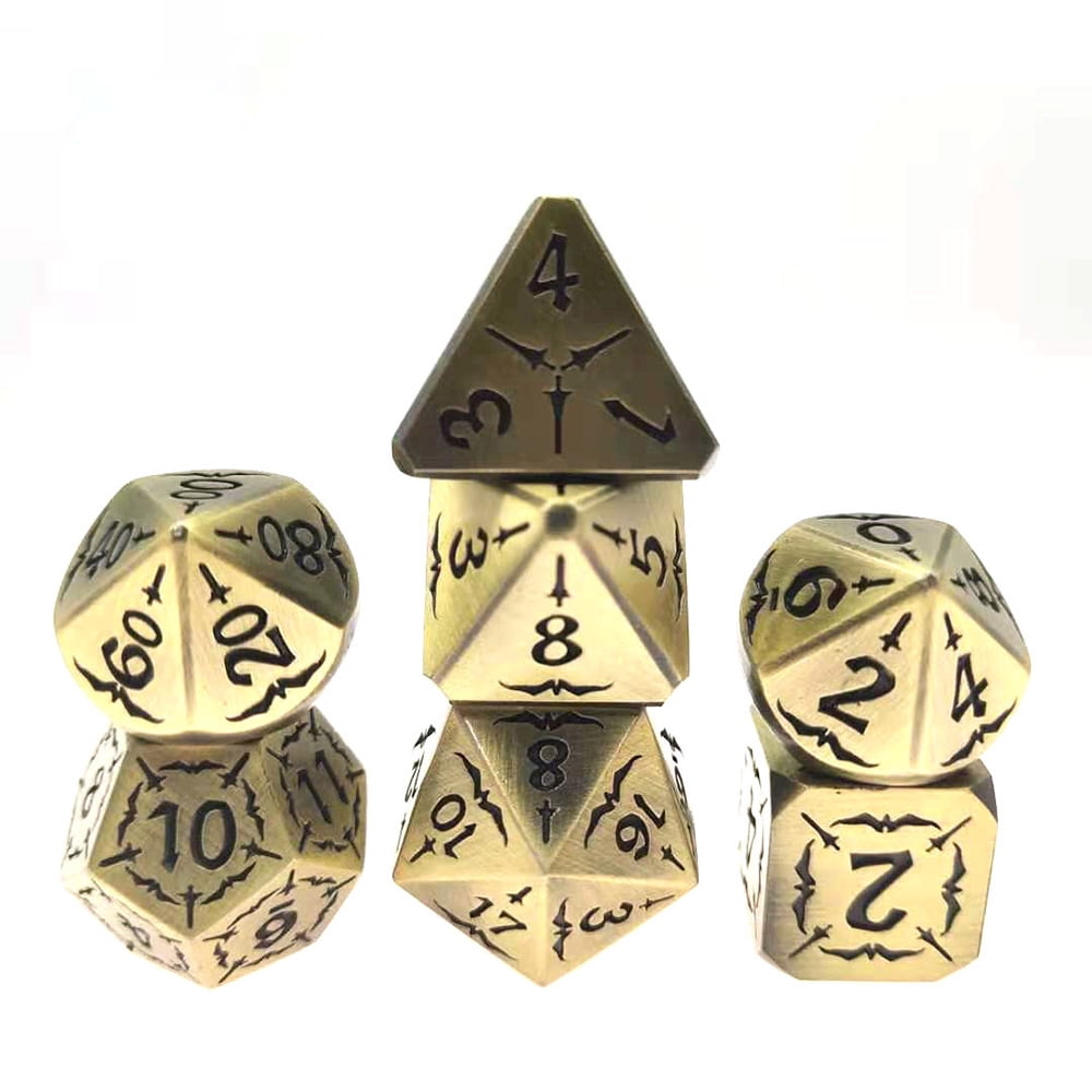 HD Dice Ancient 7 x Polyhedral dice Set Matt Gold D&D RPG 
