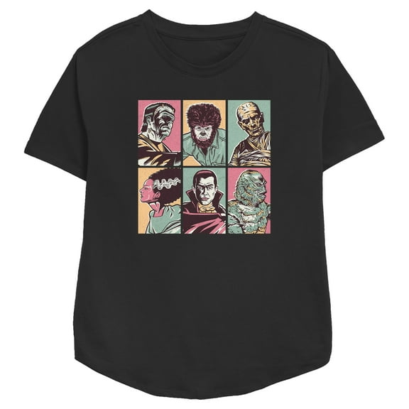 Women's Universal Monsters Retro Portraits Graphic Tee Black Small