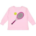 thumbnail image 3 of Inktastic Pink Tennis Racket and Ball Boys or Girls Long Sleeve Toddler T-Shirt, 3 of 5