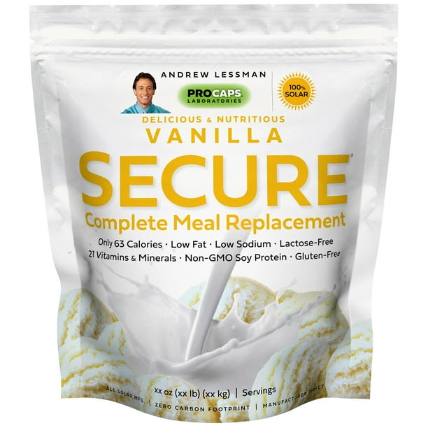 Andrew Lessman Secure Soy Complete Meal Replacement – Vanilla 100 Servings (Bag) – Only 63 Calories, 7 Grams Non-GMO Soy Protein, Vitamins & Minerals, Low-Fat, Nutritious & Delicious, Mixes Instantly