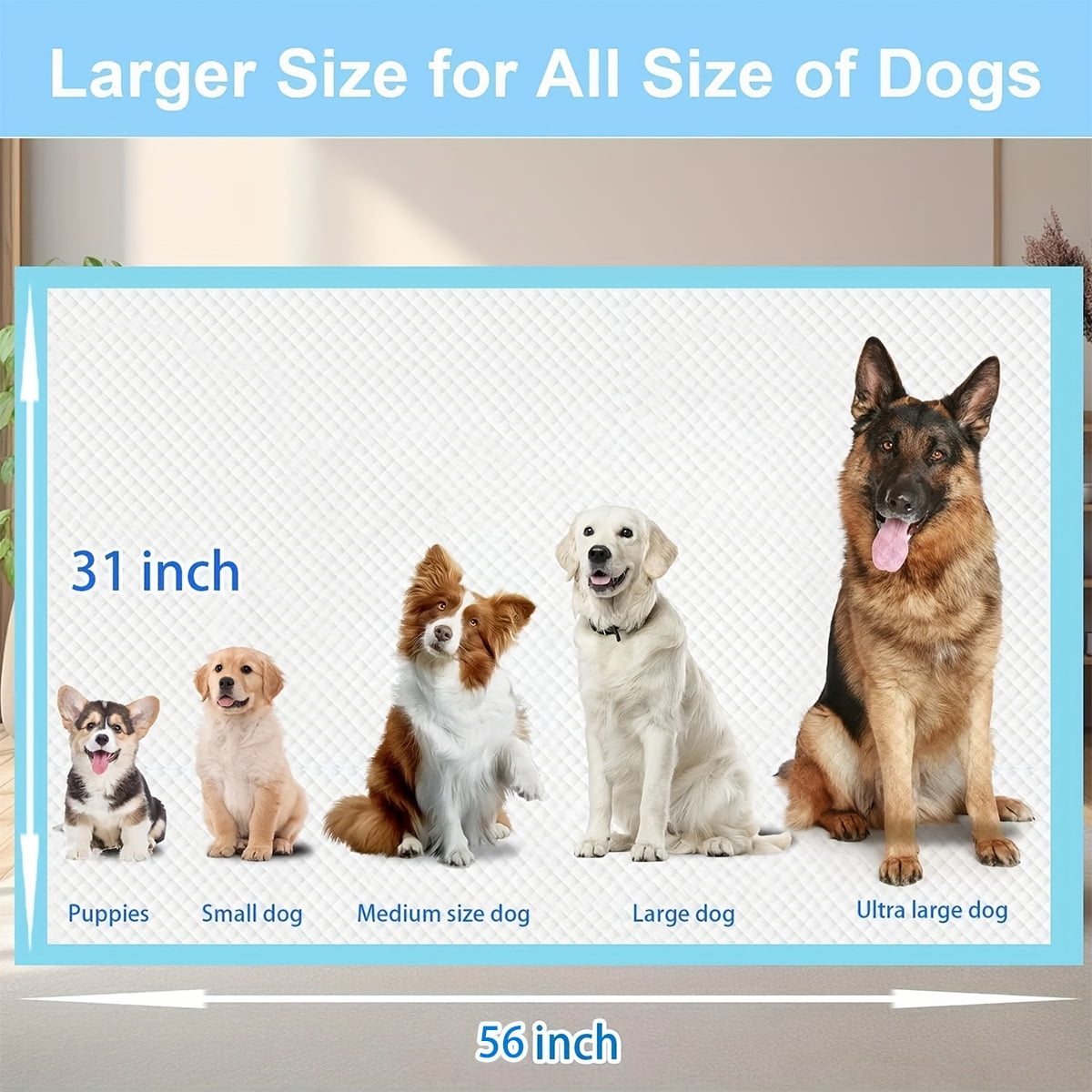 Pee Pads Dog Training 32"x36" 60 Count Extra Large Pad Leak-Proof & Super Absorbent Dog Pee with Quick-Dry Surface for Pet Cats, Rabbits, Dogs