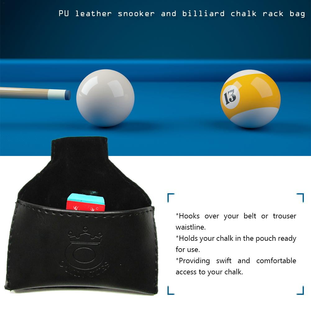 Billiard Cue Chalk Holder Portable PU Leather Cue Tips Powder Bag Accessory