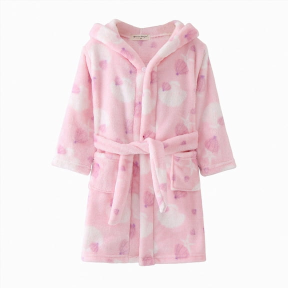 WUANDIXFA Kids Cartoon Hooded Bathrobe, Flannel Toddler Robe Pajamas for Boys and Girls, Cozy Thick Sleepwear for All Seasons Little Kid Robe Boy,Purple,3-4 Years