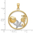 thumbnail image 5 of Auriga Fine Jewelry 10K Yellow Gold Scallop, Starfish ,Seahorse Circle Charm for Women (L-24.5 mm, W-24.5 mm), 5 of 7
