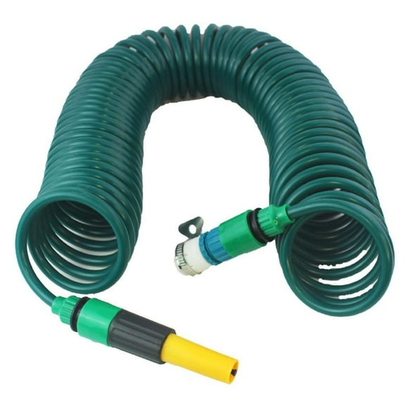 BTOER 1pc 5/10/15M Retractable Coil Water Hose Flexible Plastic Water Pipe Thread Tap Quick Connector For Garden Watering Car Washing