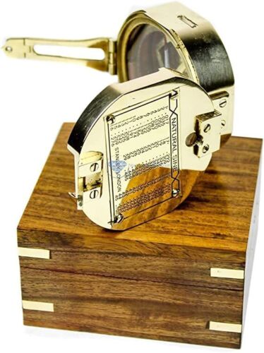 Premium Nautical Brass Brunton Compass With Decorative Wooden Case | Wood