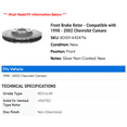 thumbnail image 2 of Front Brake Rotor - Compatible with 1998 - 2002 Chevy Camaro 1999 2000 2001, 2 of 2