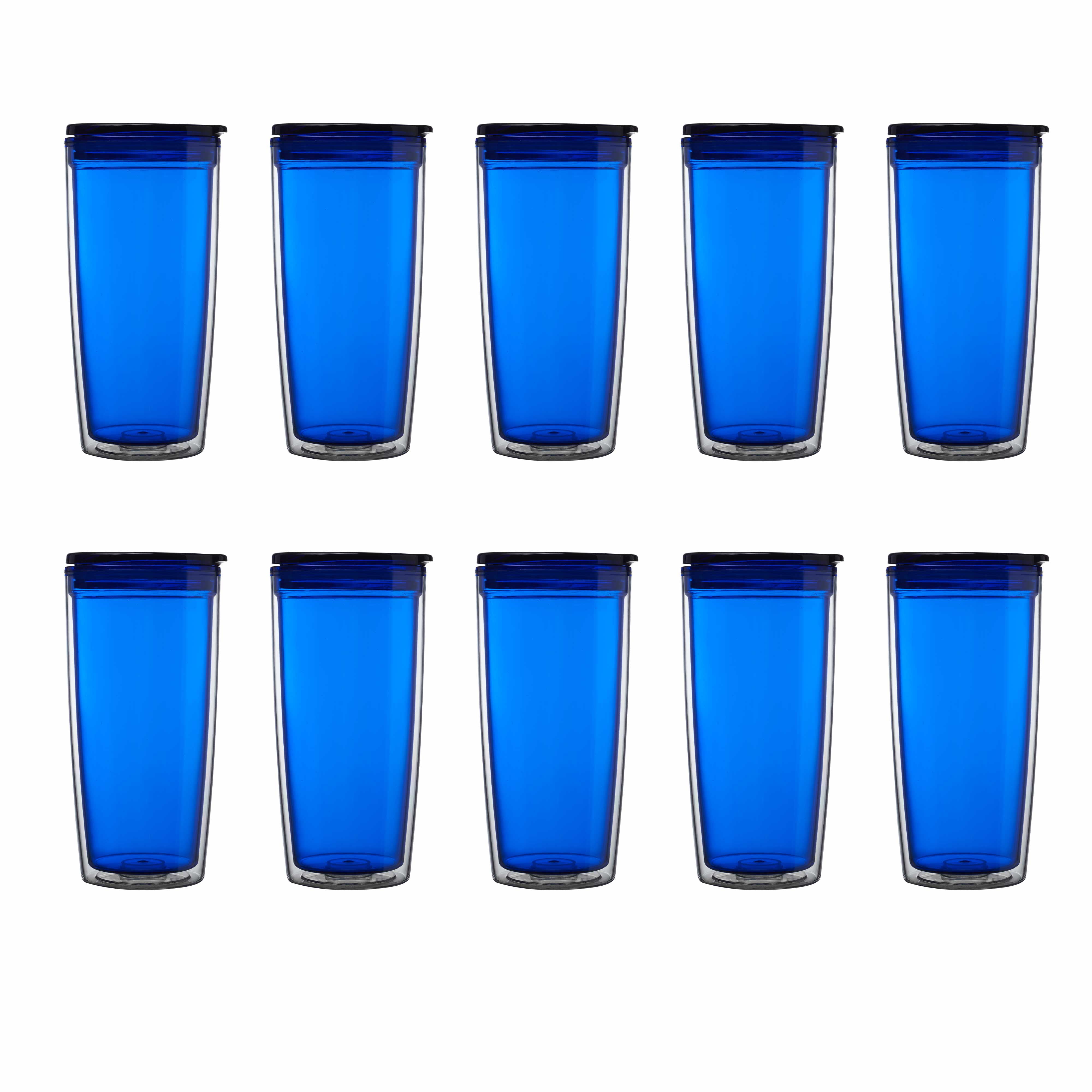 21 oz. Tundra Translucent Plastic Tumblers (Blank Blue, • 10 tumblers