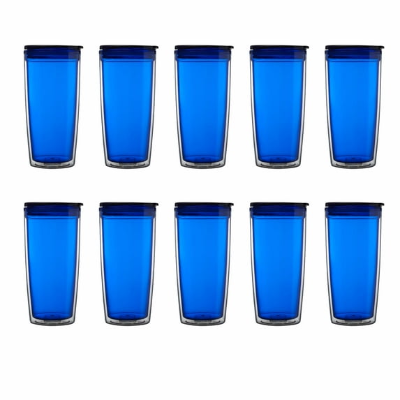 21 oz. Tundra Translucent Plastic Tumblers (Blank - Blue, • 10 tumblers)